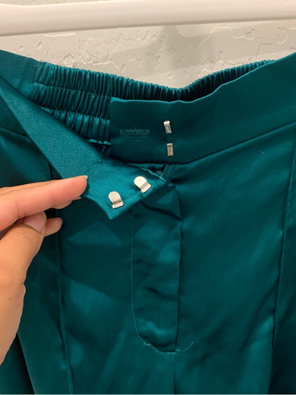 Emerald Satin Two-Piece Jumpsuit Set for formal events - Picture 4 of 8